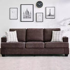 Garvee 89 Canapé moderne pour salon, canapé 3 places confortable avec assise profonde, canapé en chenille avec porte-gobelets et poches de rangement latérales
