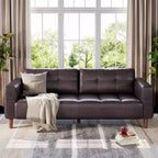 Canapé 3 places en similicuir de 83 po de large, avec sièges profonds, coussin à ressorts et 2 coussins de dossier amovibles, pour salon, chambre et bureau