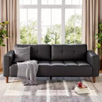Canapé 3 places en similicuir de 83 po de large, avec sièges profonds, coussin à ressorts et 2 coussins de dossier amovibles, pour salon, chambre et bureau