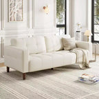 Canapé 3 places en similicuir de 83 po de large, avec sièges profonds, coussin à ressorts et 2 coussins de dossier amovibles, pour salon, chambre et bureau