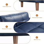 Canapé 3 places en similicuir de 83 po de large, avec sièges profonds, coussin à ressorts et 2 coussins de dossier amovibles, pour salon, chambre et bureau