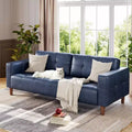 83 Wide 3-Seater Faux Leather Sofa Couch,with Deep Seats,Spring Cushion and 2 Removable Back Cushions, for Living Room, Bedroom, Office