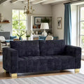 GDFStudio Arlo 82 Modern 3-Seater Tufted Chenille Upholstered Sofa with Stainless Steel Legs