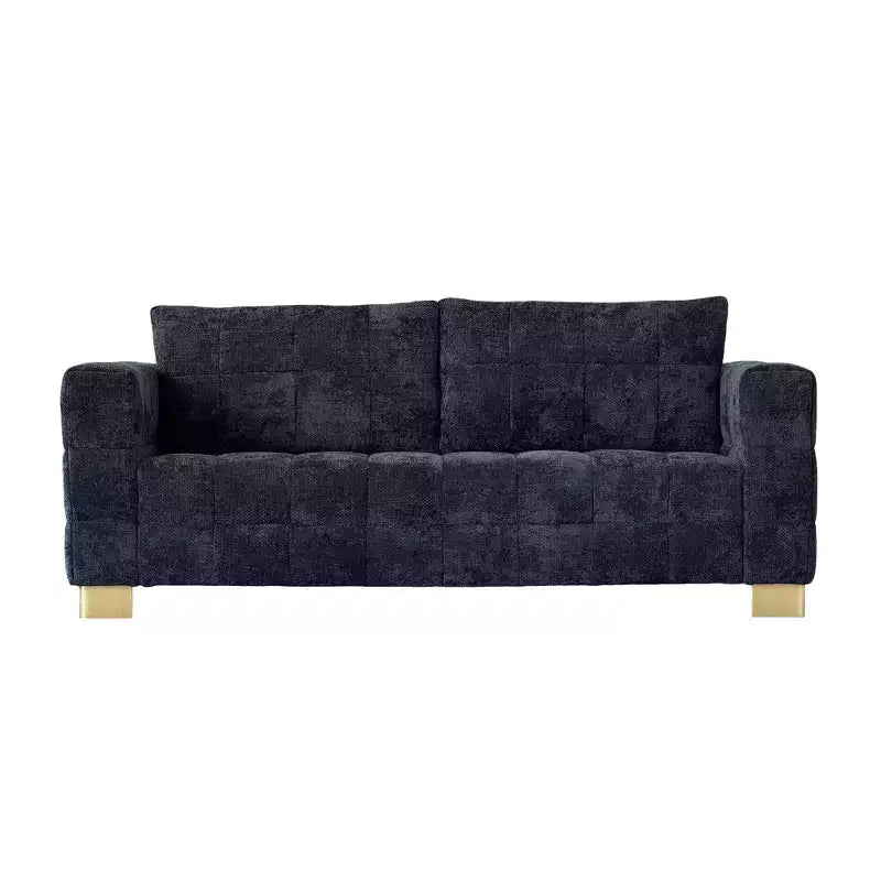 Canapé 3 places moderne capitonné GDFStudio Arlo 82 en chenille avec pieds en acier inoxydable