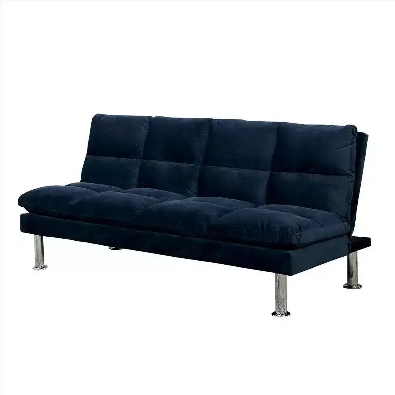 Canapé Royal Hampton avec assise capitonnée et pieds en métal, bleu