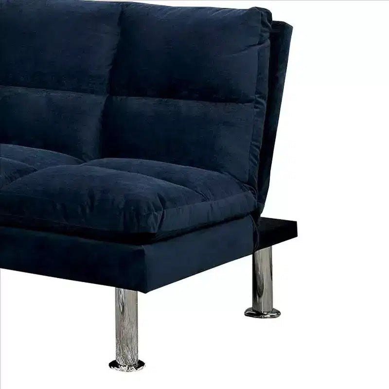 Canapé Royal Hampton avec assise capitonnée et pieds en métal, bleu