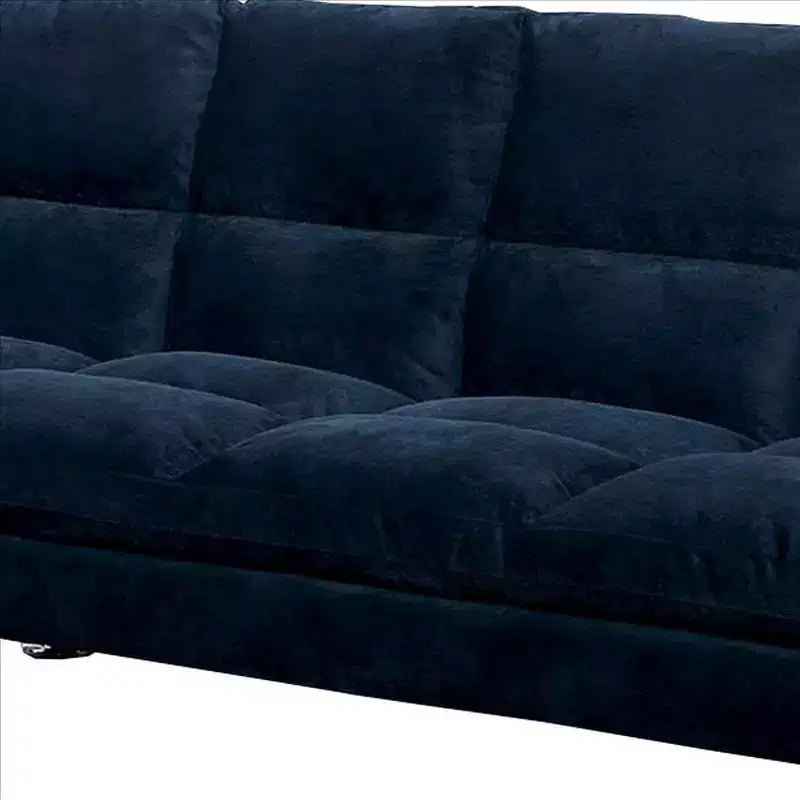 Canapé Royal Hampton avec assise capitonnée et pieds en métal, bleu