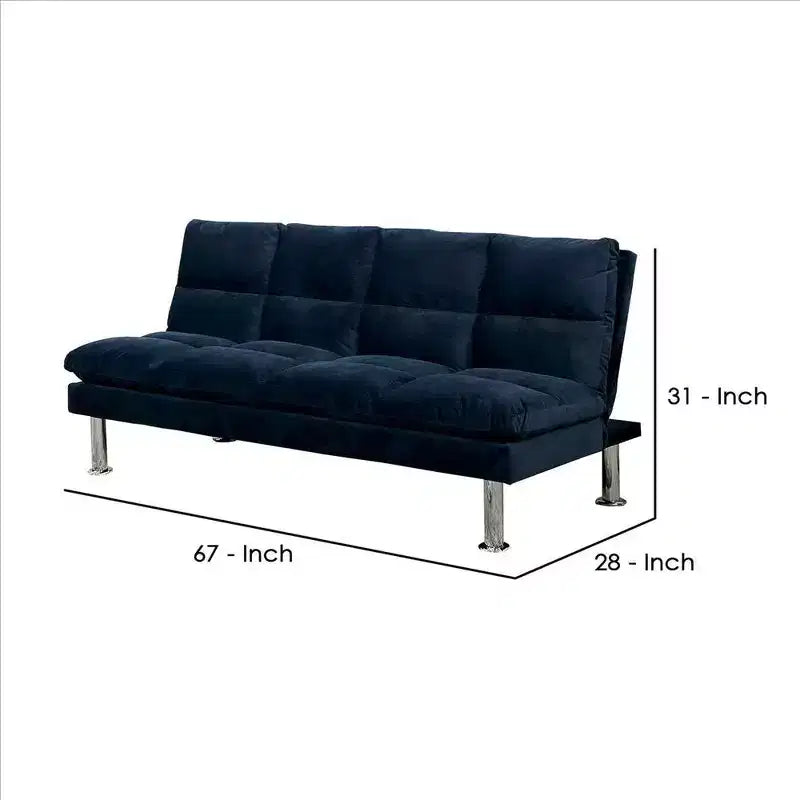 Canapé Royal Hampton avec assise capitonnée et pieds en métal, bleu