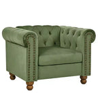 Modern Sofa, Classic Velvet Couch Upholstered Sofa with Nailhead Trim, Roll Arm Settee with Tufted Back for Home Living Room Bedroom Office