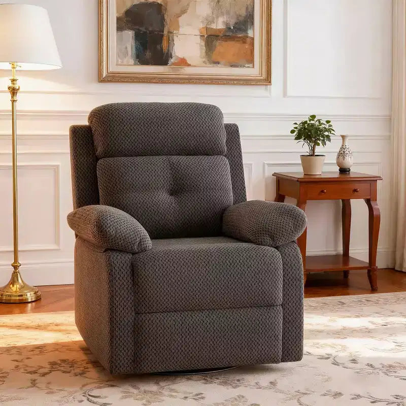 Fauteuil inclinable pivotant et berçant MAYEERTY gris, petit, pour femmes, design compact pour chambre à coucher et salon
