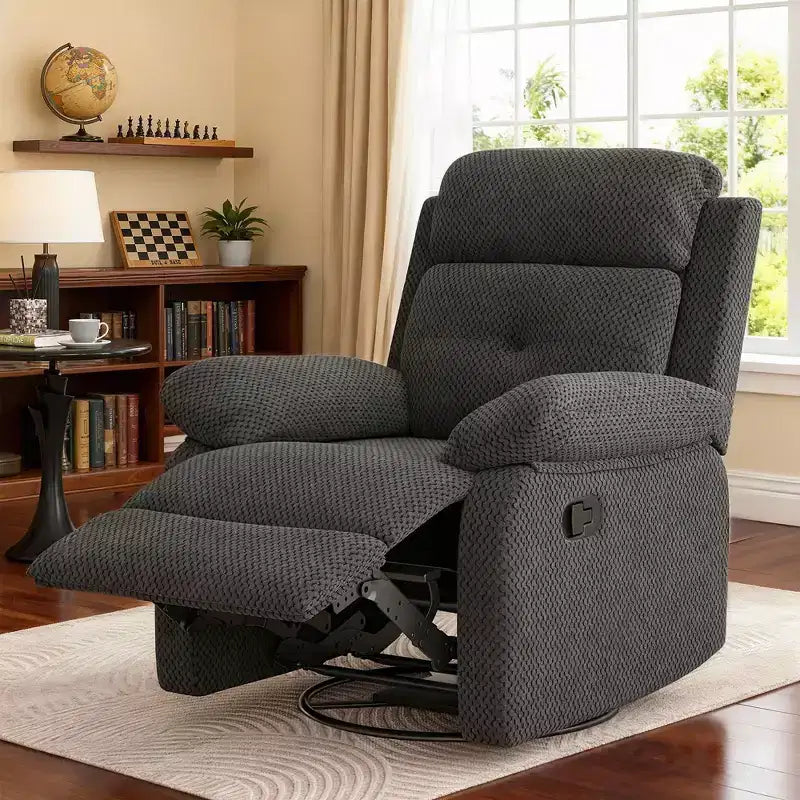 Fauteuil inclinable pivotant et berçant MAYEERTY gris, petit, pour femmes, design compact pour chambre à coucher et salon