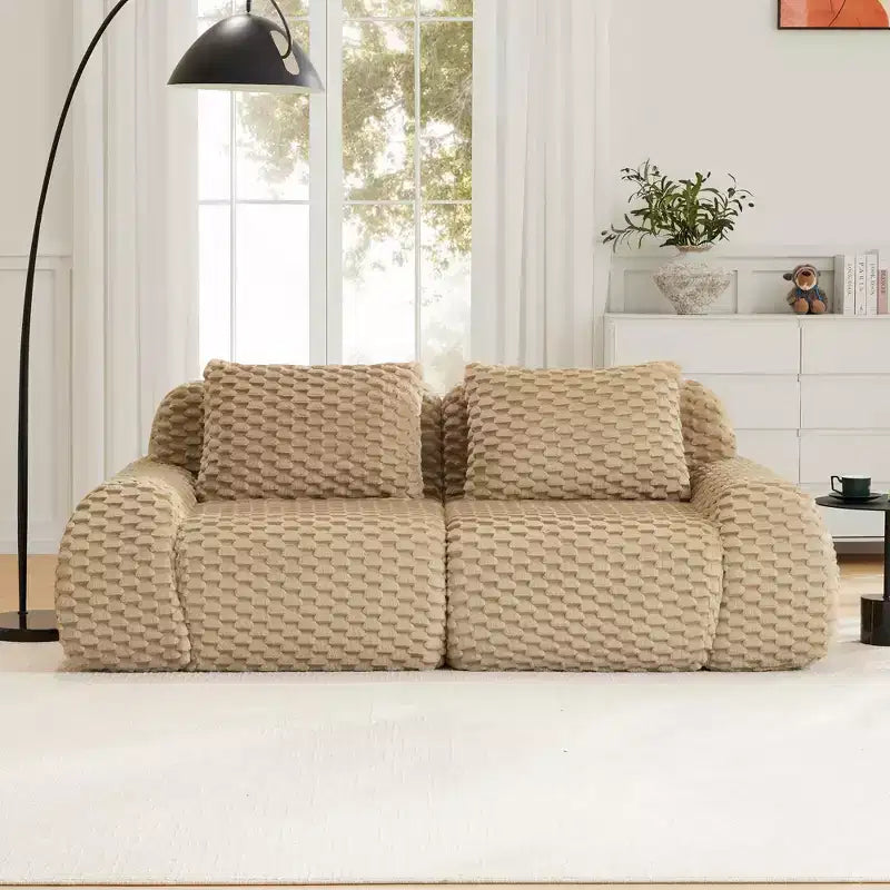 82 Modular Sectional Sofa Flannelette 2-Seater Deep Seat Buckle No Assembly Light Camel