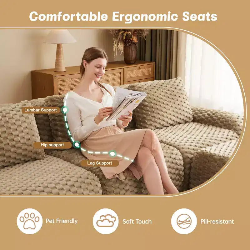 Canapé sectionnel modulaire 82 Flannelette 2 places Assise profonde Boucle Pas de montage Chameau clair