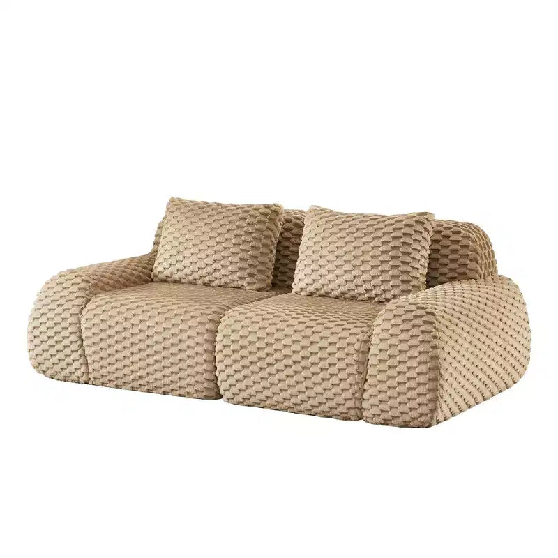 Canapé sectionnel modulaire 82 Flannelette 2 places Assise profonde Boucle Pas de montage Chameau clair