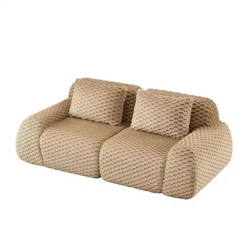 Canapé sectionnel modulaire 82 Flannelette 2 places Assise profonde Boucle Pas de montage Chameau clair