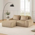 82 L-Shaped Modular Sofa Flannelette 2-Seater Ottoman Buckle No Assembly Light Camel