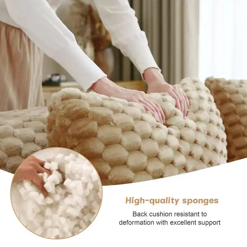 82 L-Shaped Modular Sofa Flannelette 2-Seater Ottoman Buckle No Assembly Light Camel