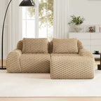 82 L-Shaped Modular Sofa Flannelette 2-Seater Ottoman Buckle No Assembly Light Camel