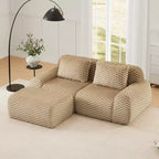 82 L-Shaped Modular Sofa Flannelette 2-Seater Ottoman Buckle No Assembly Light Camel