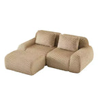 82 L-Shaped Modular Sofa Flannelette 2-Seater Ottoman Buckle No Assembly Light Camel