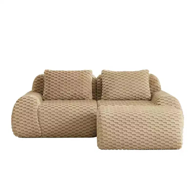 82 L-Shaped Modular Sofa Flannelette 2-Seater Ottoman Buckle No Assembly Light Camel