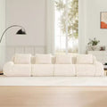 114 U-Shaped Modular Sofa Flannelette 3-Seater Ottoman Buckle No Assembly Cream
