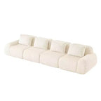 114 U-Shaped Modular Sofa Flannelette 3-Seater Ottoman Buckle No Assembly Cream