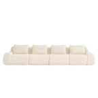 114 U-Shaped Modular Sofa Flannelette 3-Seater Ottoman Buckle No Assembly Cream