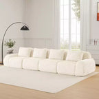 114 U-Shaped Modular Sofa Flannelette 3-Seater Ottoman Buckle No Assembly Cream