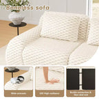 114 U-Shaped Modular Sofa Flannelette 3-Seater Ottoman Buckle No Assembly Cream