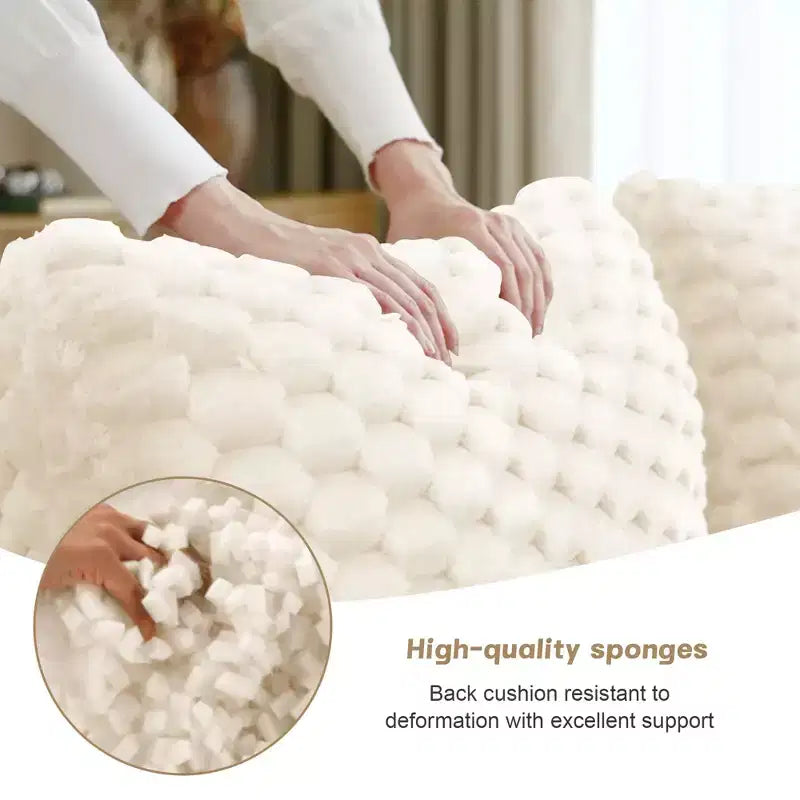 114 U-Shaped Modular Sofa Flannelette 3-Seater Ottoman Buckle No Assembly Cream