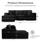PexFix Modular Sectional Sofa with L-Shape Chaise Modern Upholstered Cloud Couches with Throw Pillows for Living Room Bedroom