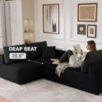 PexFix Modular Sectional Sofa with L-Shape Chaise Modern Upholstered Cloud Couches with Throw Pillows for Living Room Bedroom