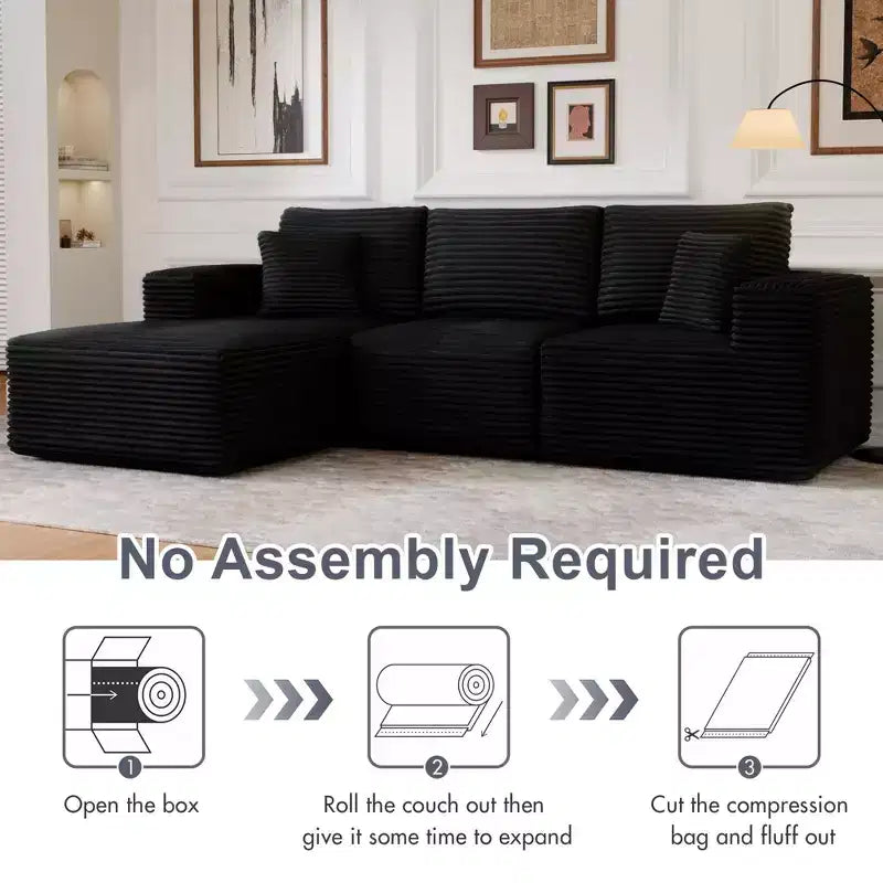 PexFix Modular Sectional Sofa with L-Shape Chaise Modern Upholstered Cloud Couches with Throw Pillows for Living Room Bedroom