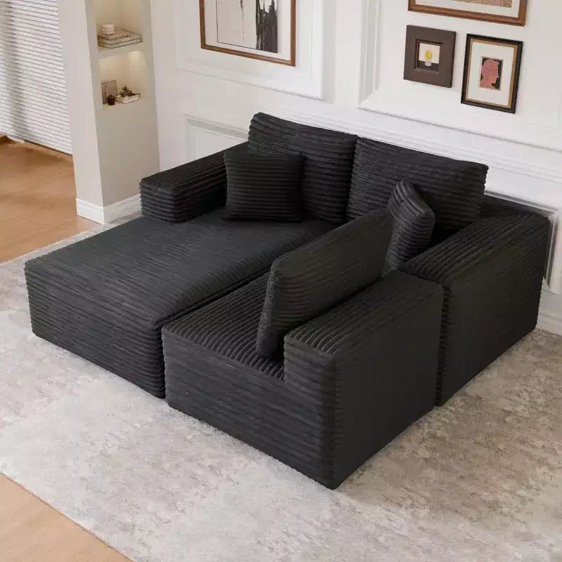 PexFix Modular Sectional Sofa with L-Shape Chaise Modern Upholstered Cloud Couches with Throw Pillows for Living Room Bedroom