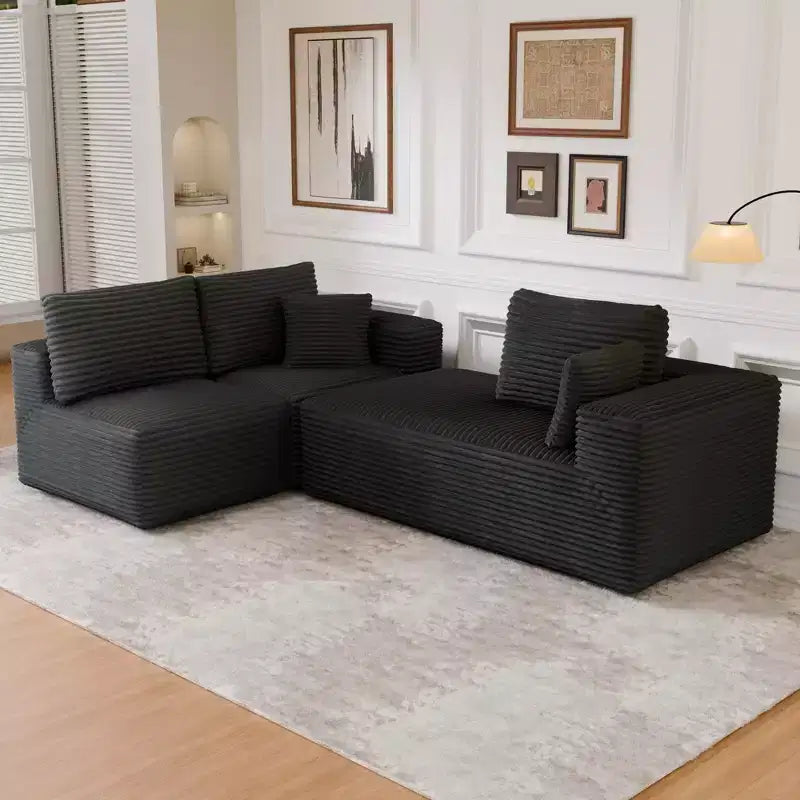 PexFix Modular Sectional Sofa with L-Shape Chaise Modern Upholstered Cloud Couches with Throw Pillows for Living Room Bedroom