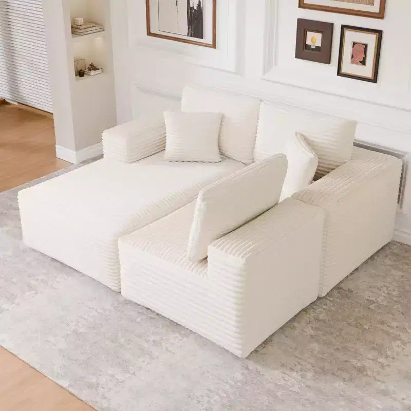 PexFix Modular Sectional Sofa with L-Shape Chaise Modern Upholstered Cloud Couches with Throw Pillows for Living Room Bedroom