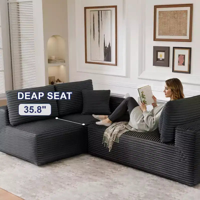 PexFix Modular Sectional Sofa with L-Shape Chaise Modern Upholstered Cloud Couches with Throw Pillows for Living Room Bedroom