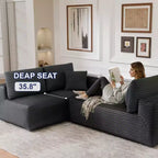 PexFix Modular Sectional Sofa with L-Shape Chaise Modern Upholstered Cloud Couches with Throw Pillows for Living Room Bedroom