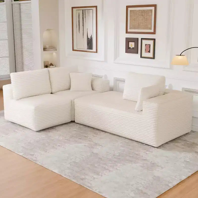 PexFix Modular Sectional Sofa with L-Shape Chaise Modern Upholstered Cloud Couches with Throw Pillows for Living Room Bedroom