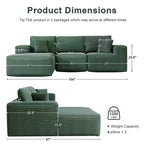 PexFix Modular Sectional Sofa with L-Shape Chaise Modern Upholstered Cloud Couches with Throw Pillows for Living Room Bedroom