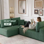 PexFix Modular Sectional Sofa with L-Shape Chaise Modern Upholstered Cloud Couches with Throw Pillows for Living Room Bedroom