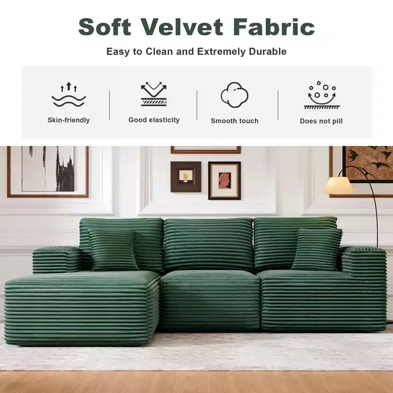 PexFix Modular Sectional Sofa with L-Shape Chaise Modern Upholstered Cloud Couches with Throw Pillows for Living Room Bedroom
