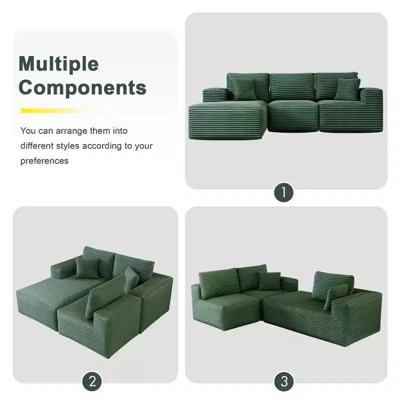 PexFix Modular Sectional Sofa with L-Shape Chaise Modern Upholstered Cloud Couches with Throw Pillows for Living Room Bedroom