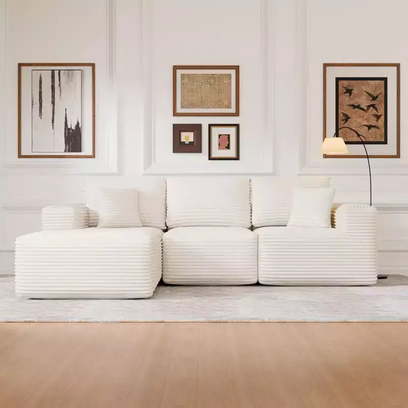 PexFix Modular Sectional Sofa with L-Shape Chaise Modern Upholstered Cloud Couches with Throw Pillows for Living Room Bedroom