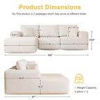 PexFix Modular Sectional Sofa with L-Shape Chaise Modern Upholstered Cloud Couches with Throw Pillows for Living Room Bedroom