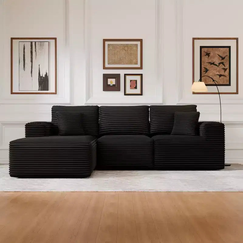 PexFix Modular Sectional Sofa with L-Shape Chaise Modern Upholstered Cloud Couches with Throw Pillows for Living Room Bedroom