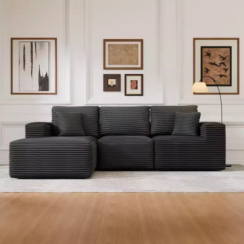 PexFix Modular Sectional Sofa with L-Shape Chaise Modern Upholstered Cloud Couches with Throw Pillows for Living Room Bedroom