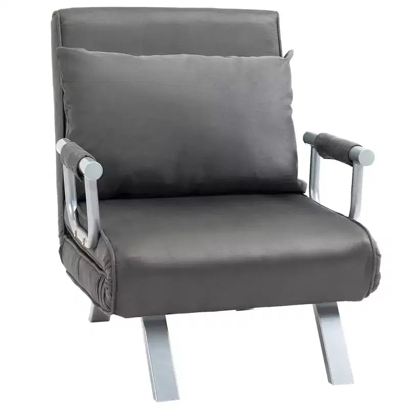 Single Person Folding 5 Position Convertible Sofa Bed Sleeper Chair Chaise Lounge Couch w/Pillow & Steel Frame