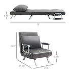 Single Person Folding 5 Position Convertible Sofa Bed Sleeper Chair Chaise Lounge Couch w/Pillow & Steel Frame